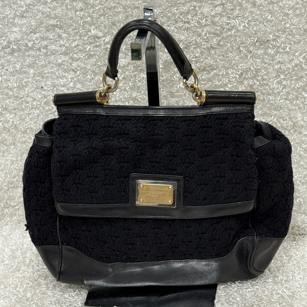 Dolce & Gabbana Sicily Crotchety Leather Satchel Bag